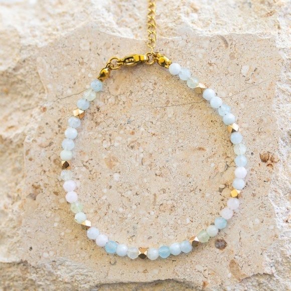 3 beaded bracelets! Bundle dainty beaded stacking bracelets amethyst rhodolite - Picture 7 of 11